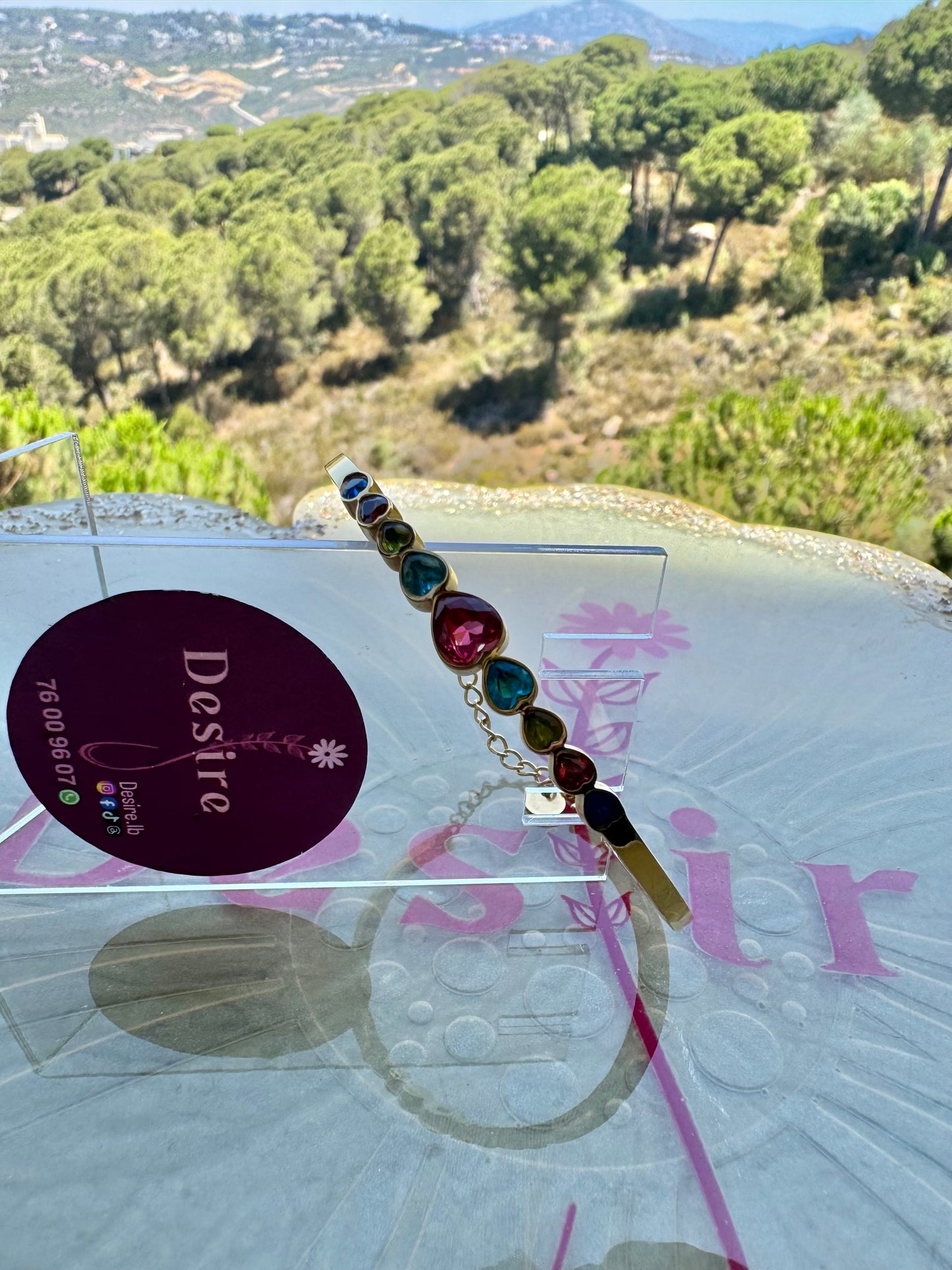 Multicolored Heart Bangle